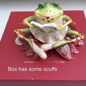 Dept 56 Retired Gorgeous Magnet Closure Hand Painted Poinsettia Jeweled Frog